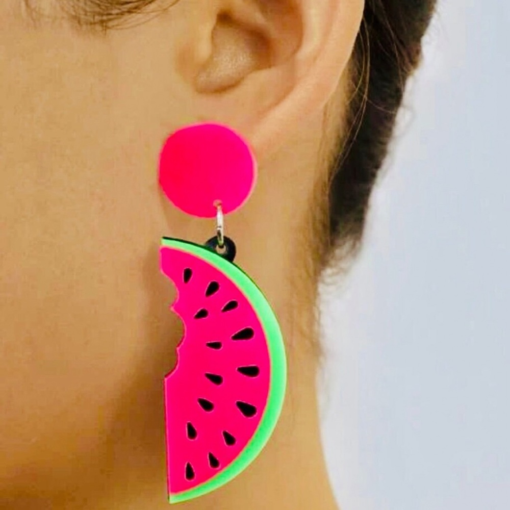 Watermelon Fruit Design Earrings Colorful